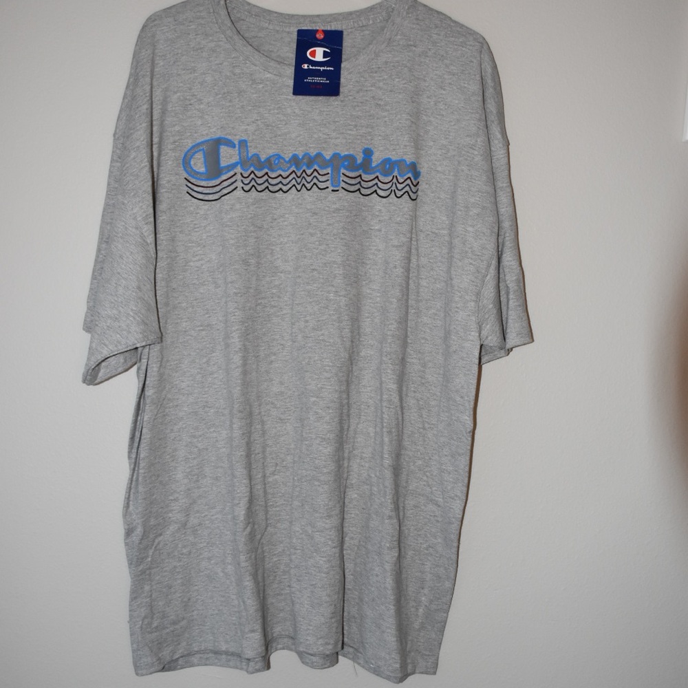 Champion Gray Blue Mens Tshirt 2XL Cotton/Poly